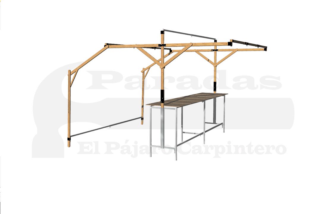 Parada catalana tipo bar 3m madera v4