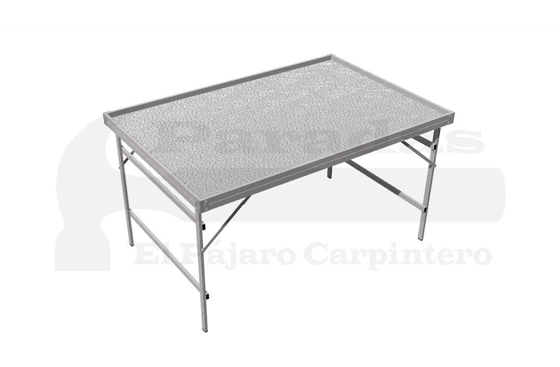 Mesa plegable reforzada aluminio con borde para fruta