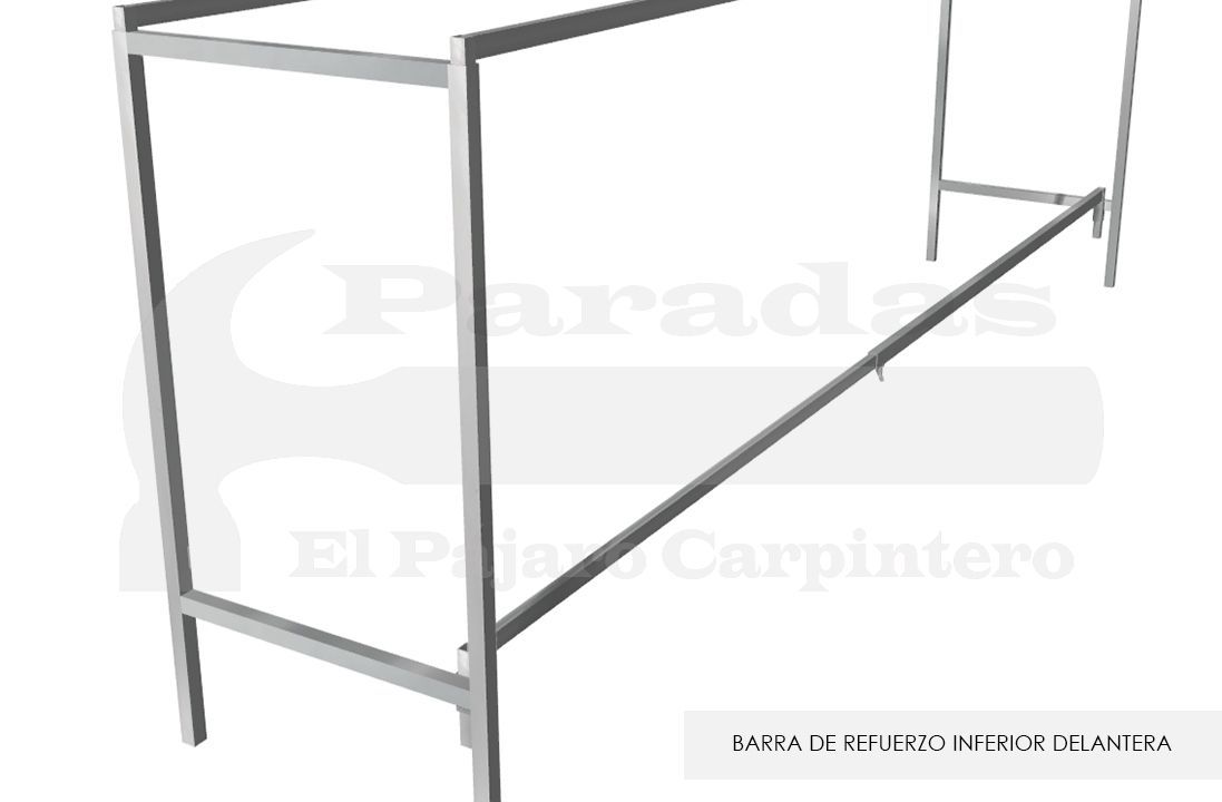Mesa tipo bar barra refuerzo inferior delantera feria U