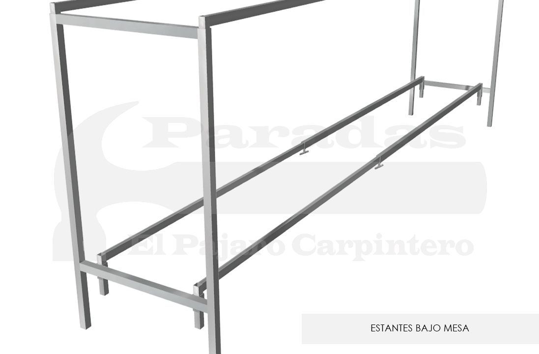 Mesa tipo bar estantes bajo mesa feria