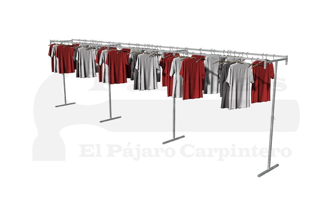 Perchero mercadillo reforzado doble ropa 4 patas