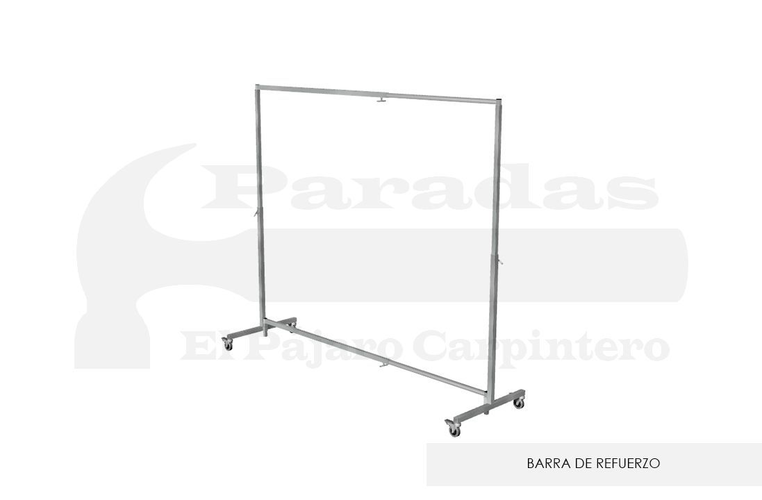 Perchero mercadillo reforzado simple ruedas barra refuerzo
