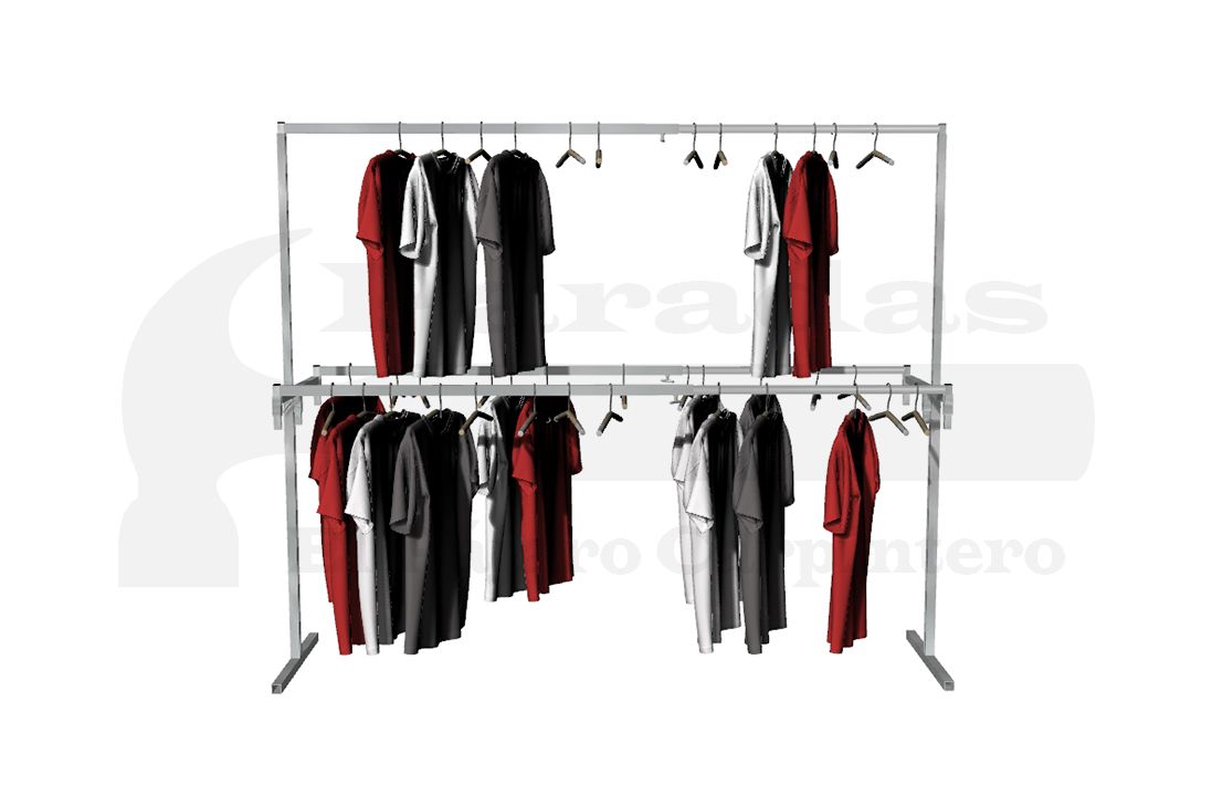 Perchero mercadillo reforzado triple ropa frente
